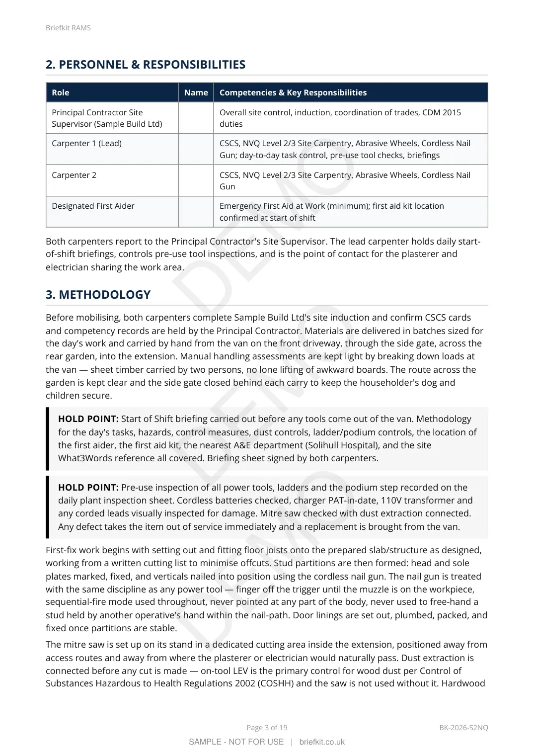 Sample Briefkit RAMS — page 3 (watermarked DEMO)
