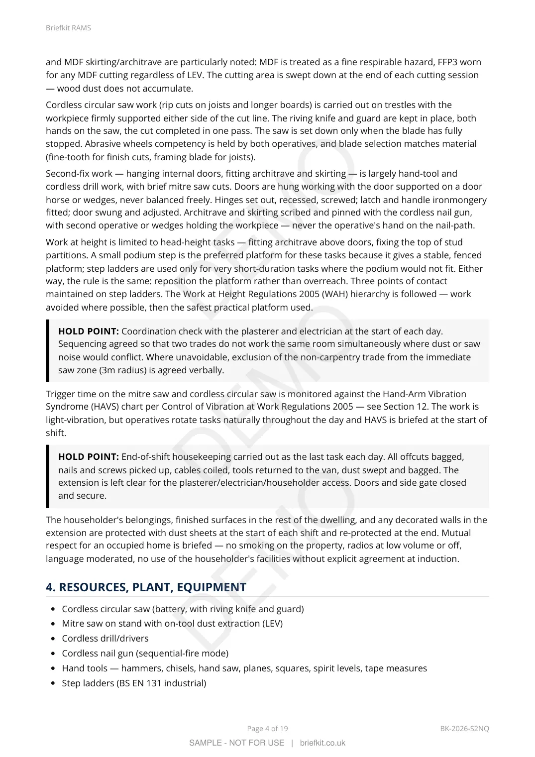 Sample Briefkit RAMS — page 4 (watermarked DEMO)